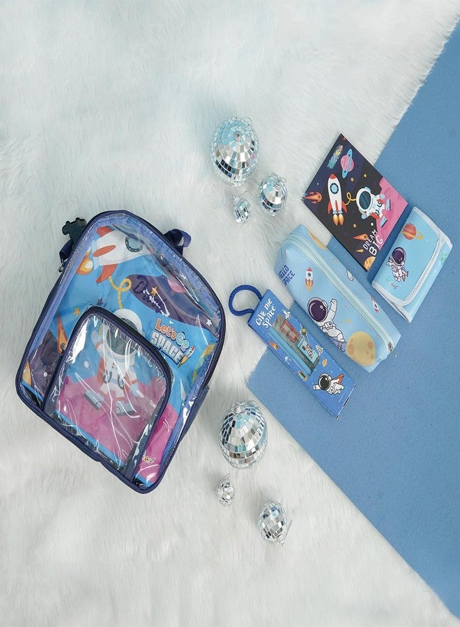ILEARNNGROW Space School Bag Combo for Kids | 11 Items in One Bag | Set with Backpack, Pencil Box, Wallet, Notebook & Complete School Kit | for Boys & Girls - Image 3